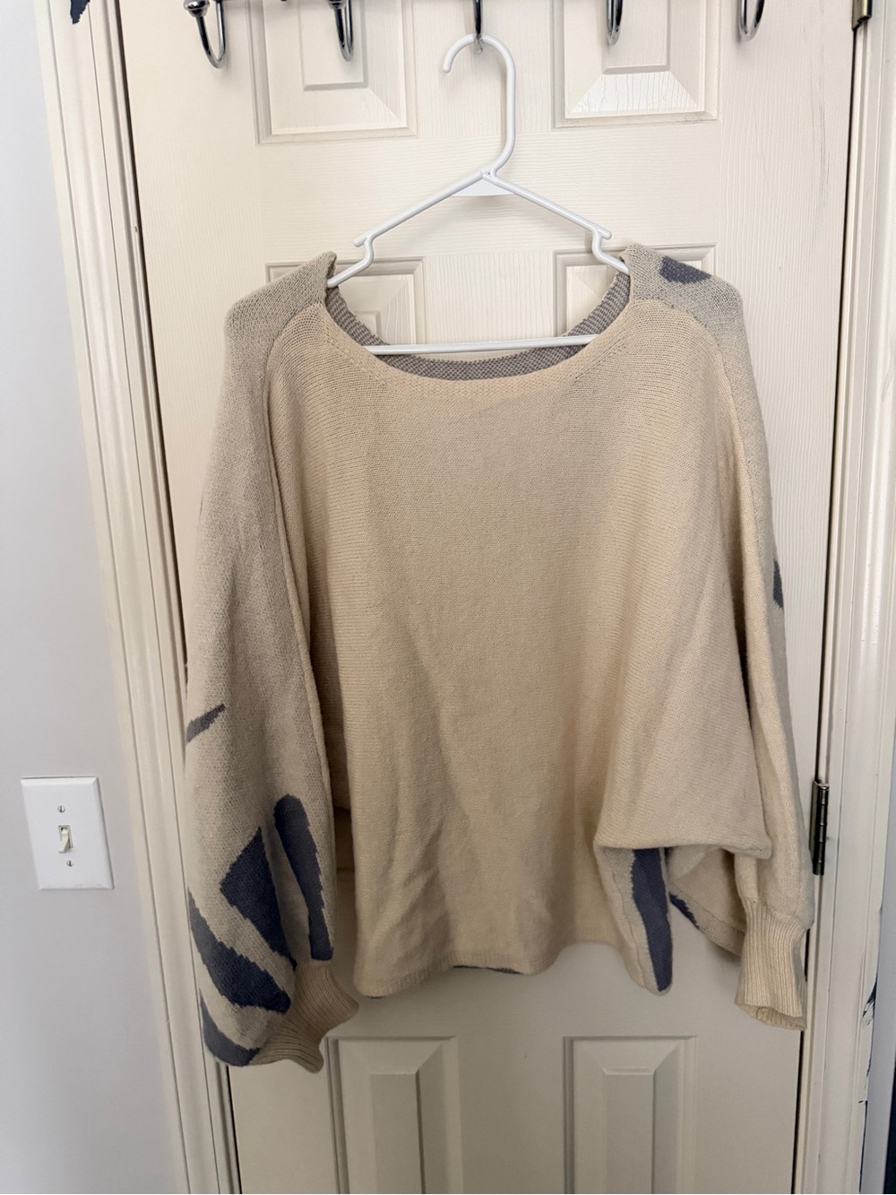 SHEIN Cream Sweater with Gray Abstract Knit Design - Picture 2 of 2